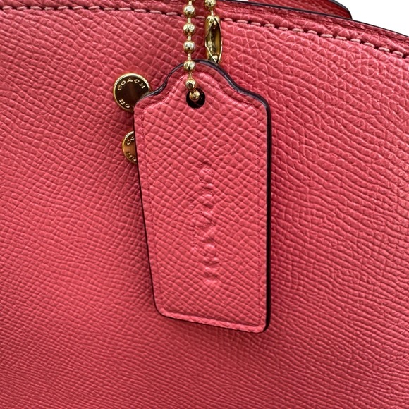 Coach Lillie Carryall Satchel Handbag Coral Pink‎ Leather Handle Crossbody Bag - Picture 5 of 13